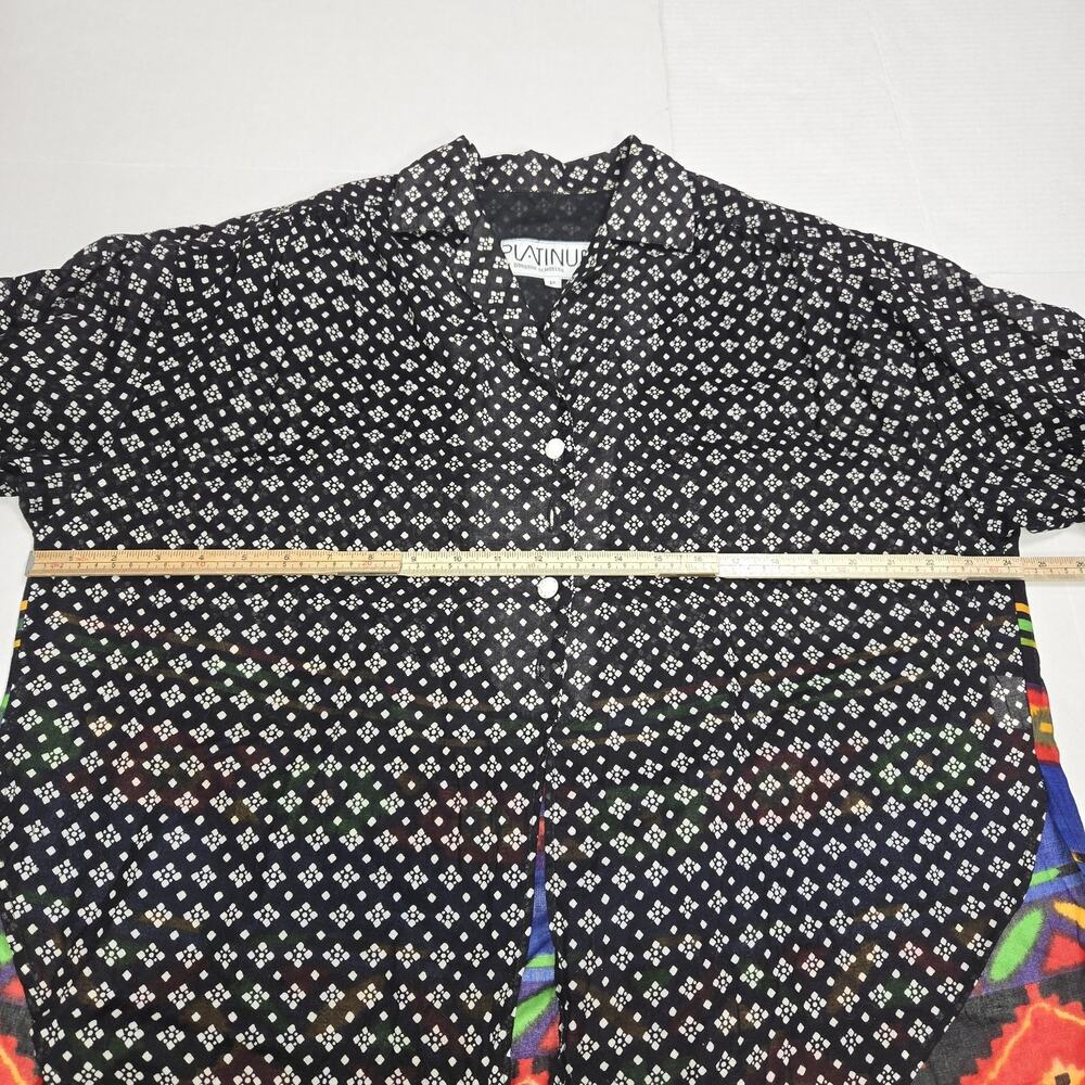 Vintage Platinum Dorothy Schoelen Womens P Black White Geometric Colorful Top - Picture 9 of 11
